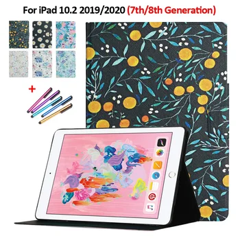 Tablet iPad 10.2 2020 Esetben 8 Generációs Divat Virág Nyomtatott Bőr Állni Fedő Alapvetően Az iPad 10 2 Esetben a 7. Generációs