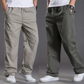 Tavaszi-nyári vékony szakasz alkalmi Pamut nadrág a férfiak több zseb, férfi nadrág, nagyméretű nadrág, elasztikus Szuper Nagy Méret M-6XL