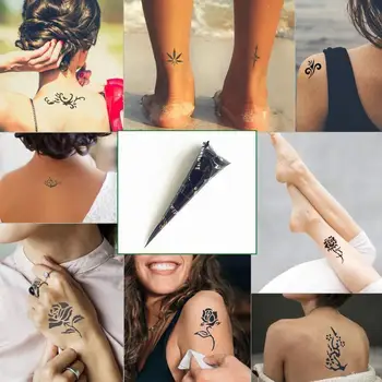 Természetes Indiai Fekete Barna Henna Tetoválás Tinta 15g Matrica Paszta Biztonsági Body Art Festék Átmeneti Kúp Kenőcs Q9d8