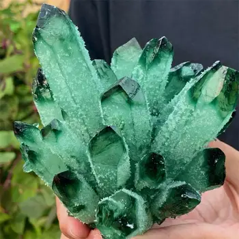 Természetes zöld, átlátszó kristály klaszter kő, érc demagnetization kő tisztító, gyógyító energia kő dekoráció