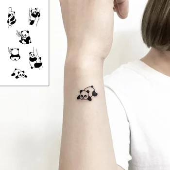 Tetoválás Matrica Body Art Fekete-Fehér Rajz a Kis Elem kedves panda állat a Víz Transzfer Ideiglenes Hamis tatto flash tetoválás