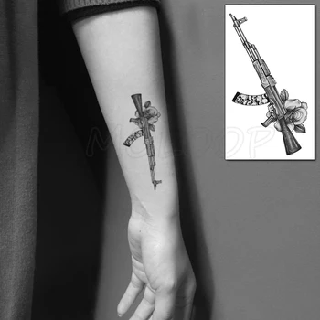 Tetoválás Matrica Fegyvert Koponya, Fej Rózsa Virág Elem Body Art Smink Vízálló Ideiglenes Nők, mind a Férfiak