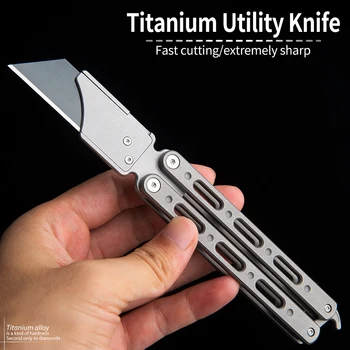 Titán ötvözet, többfunkciós, összecsukható kés szabadtéri vadászat hordozható vágó kés EDC kést kezdő képzés eszköz kés