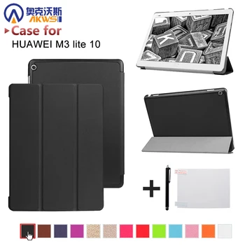Tok Huawei MediaPad M3 Lite 10, BAH-W09 BAH-AL00, Alapvetően a Tabletta Huawei mediapad M3 Lite 10.1,Vékony Bőr tok