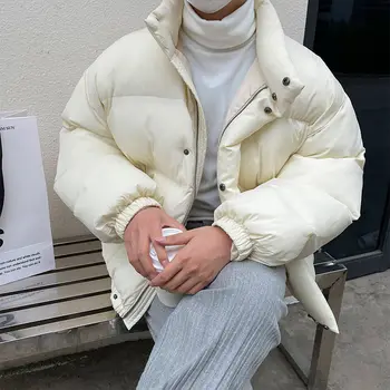 Téli Kabát Férfi Meleg Divat Alkalmi Állni Galléros Kabát Parker Férfiak Streetwear Laza koreai Stílus Rövid Kabát Férfi Ruha