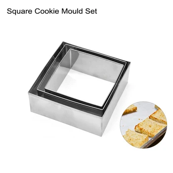 Tér Cookie Penész 3 Rozsdamentes Acél Gyakorlati Keksz Vágó DIY Mousse Torta, Desszert, Sütemény Díszítő Eszköz