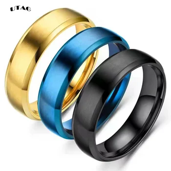 UTAG Trendi Rozsdamentes Acél Fekete Gyűrű Női Gyűrűk Férfi Ékszerek Széles 6mm