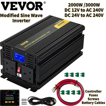 VEVOR Módosított szinuszos Inverter DC 12V AC 240V / DC 24V AC 240V Alumínium LCD Képernyő & LED kijelzők Meghajtására
