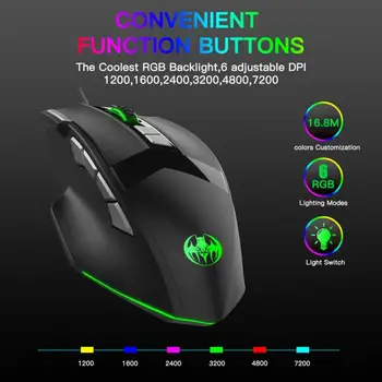 Vezetékes Gaming Mouse 10/12 Gombok 7 Fogaskerekek 7200DPI Állítható, Programozható, Egér RGB Világítás Ergonómia Optikai Gamer Egér