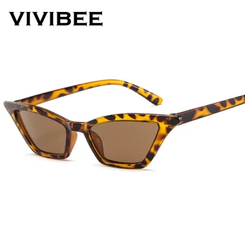 VIVIBEE Retro Leopárd Kis Műanyag Nők UV400 Vintage Üzembe Szemüveg Női Napszemüveg 2021 Macska Szeme