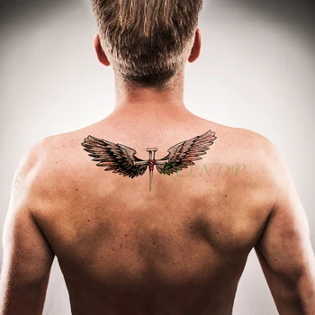 Vízálló Ideiglenes Tetoválás Matrica angyal szárny kereszt hamis tatto flash tetoválás nagy, tetoválás, kar, láb vissza a lány, nők, férfiak