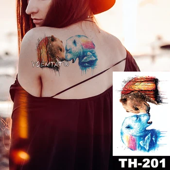 Vízálló Ideiglenes Tetoválás Matrica Sarki medve, medve mintás állatok a Víz Transzfer body art flash hamis tetoválás