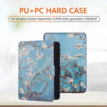 Vízálló PU+PC Festett Matt Bőr védőtok a Kindle Paperwhite 4 2018 Gen 10 PQ94WIF E-könyv Olvasó Shell Cover