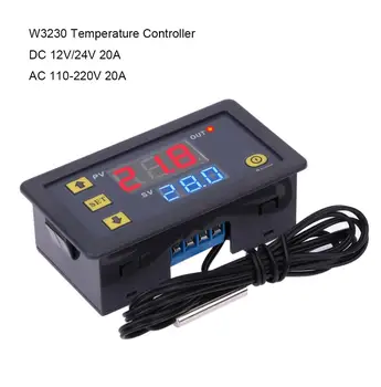 W3230 Termosztát Digitális Hőmérséklet Vezérlő DC12V/24V AC110V-220V 20A LED Fűtés/Hűtés Ellenőrzési Eszköz