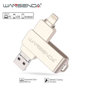 WANSENDA Fém USB pendrive 128GB OTG Pen Drive 32GB 64GB USB 3.0 Flash Disk iPhone Pro 12/12/11/XR USB Memory Stick