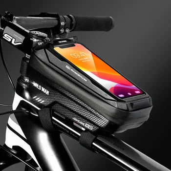 WTUVIVE vízálló Kerékpár Táska Váz Első Cső MTB Kerékpár Táska 6.6-os Telefon Esetben érintőképernyő Kerékpár Táska Kerékpár Kiegészítők