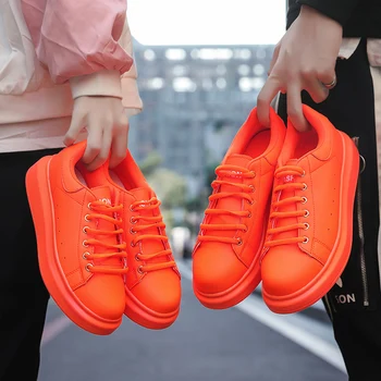 X Narancs Cipők Nők 2021 Divat Vulkanizált Cipő Szerető Lace-up Alkalmi Cipő Lélegző Sétáló Emberek Lakások zapatos mujer