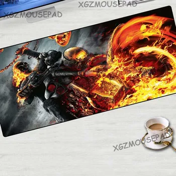 XGZ Nagy Gaming Mouse Pad Fekete Zár Szélén Láng Motorkerékpár Ördög HD Számítógép Asztal Mat Sebesség Gumi csúszásgátló Alátét Mosható