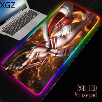 XGZ Szexi Lány RGB Anime Mousepad Puha Felületre, Vízálló, Színes LED-es Világítás Gaming Mouse Pad Mat PC Számítógép Laptop XXL