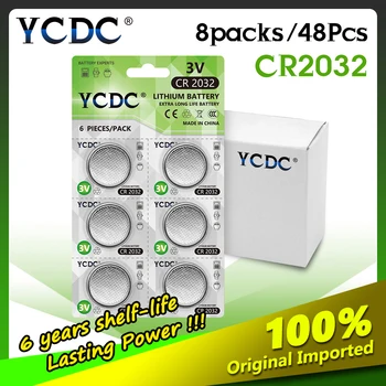 YCDC CR2032 48db/8Cards 3V gombelem CR 2032 Lítium gombelem DL2032 5004LC KL2032 A Távoli Elektronikus Óra