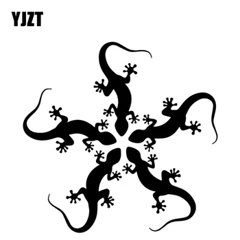 YJZT 16.1 CM*15.8 CM Gecko Kreatív Dekoráció Minta Autó Matrica Lökhárító Vinyl Matrica Fekete/Ezüst C4-2729