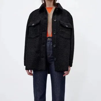 Za Női Kabát 2021 Őszi Téli Divat Puha póló, Kabát, Vintage Hosszú Ujjú Két szín Női Felsőruházat, Elegáns Felsők
