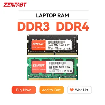 ZENFAST DDR3 DDR4 4GB 8GB 16GB Laptop Ram 1333 1600 2133 2400 2666MHz 204pin Sodimm Notebook Memória