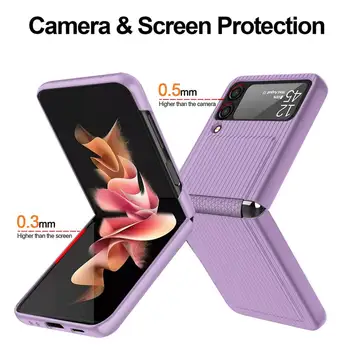Zsanér Telefon tok Samsung Galaxy Z Flip3 Flip 3 5G Kamera Védelem Üveg Összecsukható Bőrönd Fólia képernyővédő fólia Kemény Borító
