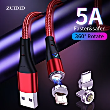 ZUIDID 5A Mágneses USB-C Kábel Szuper Gyors Töltő Micro USB-C Típusú iPhone Samsung Xiaomi Huawei Android Töltő Kábel