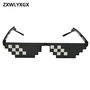 ZXWLYXGX Szemüveg 8 Bit MIG Pixeles Napszemüveg Férfiak Nők Márka Gengszter Élet Party Szemüveg Mozaik Vintage Szemüveg