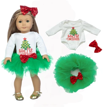 Zöld Karácsony Fátyol Ruha illik az Amerikai Lány 18 Inch amerikai lány baba alexander baba ruhák, baba kiegészítők a legjobb ajándék