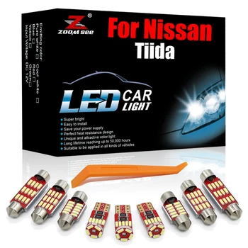 Állandó Áram Fehér Canbus LED-es Belső Készlet 6db A 2007-2019 Nissan Tiida C11 C12 C13 Jármű Autó rendszáma Csomagtartóban Fény