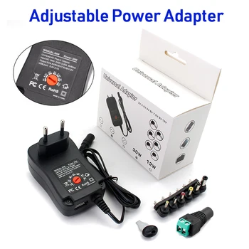 Állítható tápegység adapter 3V 4.5 V 5V 6V 7.5 V 9V, 12V 2A 2.5 AC/DC, Univerzális Adapter Töltő LED Izzó Szalag CCTV