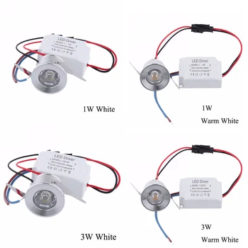 Új 1W /3W LED White/Meleg Fehér AC 85-265V Mini Felületre Szerelt Led Beépíthető Ékszerek, Szekrény, Lámpa, LED-es Mini Reflektor Lámpa