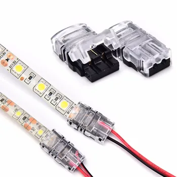 Új 2pin LED Szalag Vezeték Csatlakozó 8/10 mm egyszínű, IP65 Vízálló SMD 5050 5630 LED Szalag Lámpa Kapcsolat Kalauz