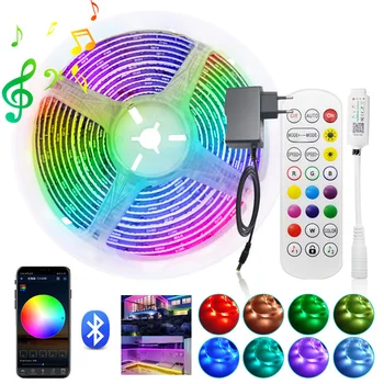 Új Bluetooth Zene LED Szalag Világítás RGB 5050 2835 Rugalmas Szalag 5M 10M 15M 20M RGB LED Szalag Dióda + Vezérlő Adapter