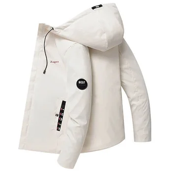 Új bársonyos, vastag meleg kabátja Semleges minimalizmus tiszta szín koreai slim kapucnis közepes hosszúságú alkalmi kabát férfi egyszerű réteg tetejére