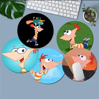 Új Disney Phineas and Ferb Phineas Flynn Számítógépes Játékok kerek Mousemats Anti-Slip Laptop PC Egér Pad Mat gaming Mousepad