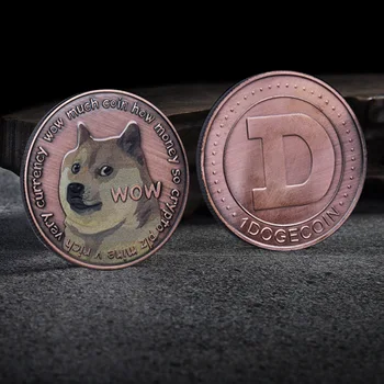 Új DogCoin Három-dimenziós Megkönnyebbülés Emlékérme Sárgaréz Vörösréz Színű Nyomtatás Virtuális Emlékérme