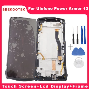 Új, Eredeti Páncél 13 érintőképernyő+LCD Kijelző+Keret+Mikrofon+Ujjlenyomat+Távolság Lencse Ulefone Power Armor 13 Telefon