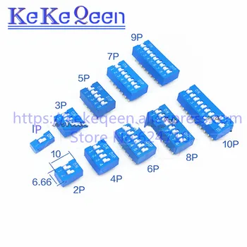 ÚJ Kék Közvetlen tárcsázás kód kapcsoló DIP kapcsoló DS-1P/2P/3P/4P/5P/6P/7P/8P/9P/10P/12P 2.54 MM Kódolás kapcsoló DS pályán Oldalon Pin=2.54 mm