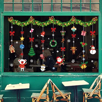 Új Santa Claus húzza a vonatot Karácsonyi Fali Matrica az Üvegen ablak lakberendezési Freskó Matricák háttérkép Új Év matricák