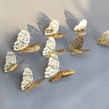 Üreges 3D Fali Paszta Mentális Arany Buterfly Fali Matricák Tervezése Pillangó Dekoráció Otthon a nappaliban Hűtő Fali Matrica