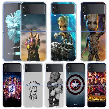 Őrzők Marvel Avengers tok Samsung Galaxy Z Flip3 5G Áttetsző PC Nehéz Érdekesség Z Flip 3 coque közelében Caso Telefon Shell Cover