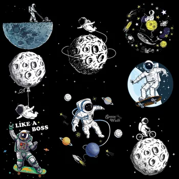 Űrhajós Vas Transfer, Ruházat, Bolygó, Hold, Thermo-Címke Ruhát Foltok Diy Applied Tshirt Farmer Termál Transzfer