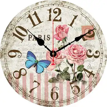 Párizs Rose falióra Haza Klasszikus francia Konyha Virág Szépség falióra Horloge Dekoratív Fali Óra/asztal Óra Wandklok